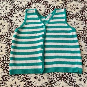 Vintage Green and White Stripped Sweater Vest
